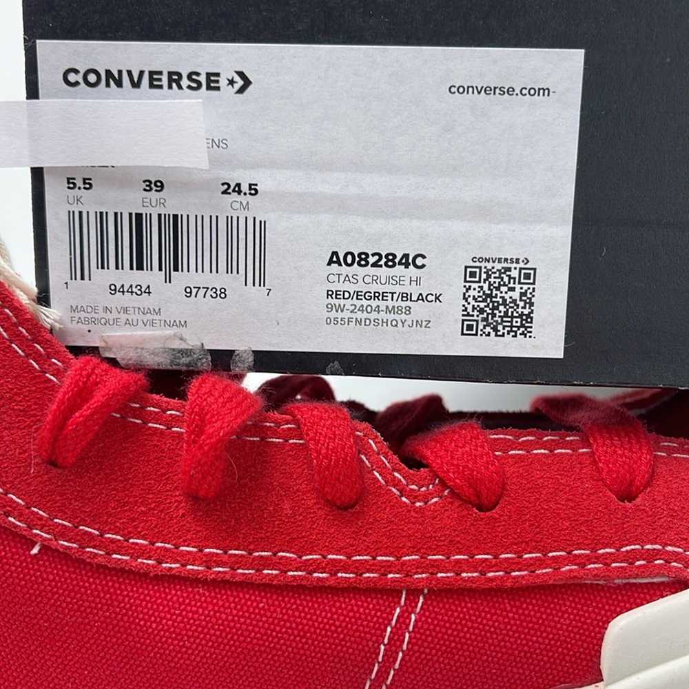 Converse WMNS CTAS CRUISE HI RED/EGRET/BLACK A08284C Platforms Sneakers - Picture 16 of 16